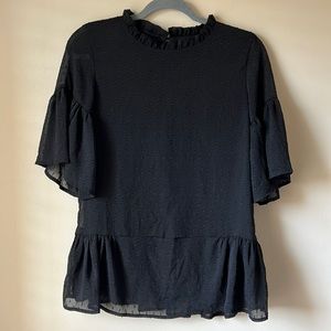 A Dip Of Darling Black Textured Short Sleeve Blouse size S